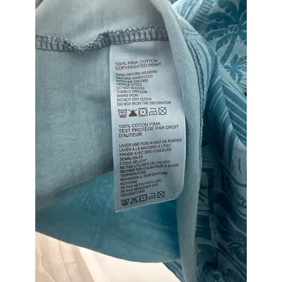 Tommy Bahama Hawiian Tropical 100% Pima Cotton Polo Size Medium Blue Flowers - Picture 5 of 8